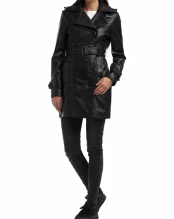 Trench en Cuir Esmeralda noir