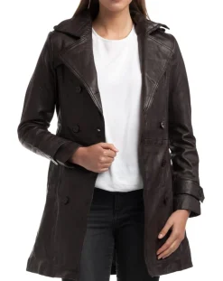 Trench en Cuir Esmeralda marron
