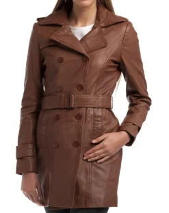 Trench en Cuir Esmeralda cognac