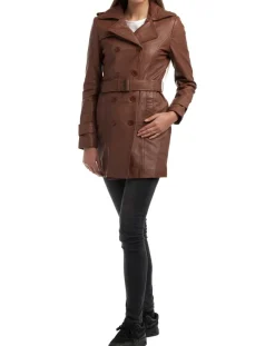 Trench en Cuir Esmeralda cognac
