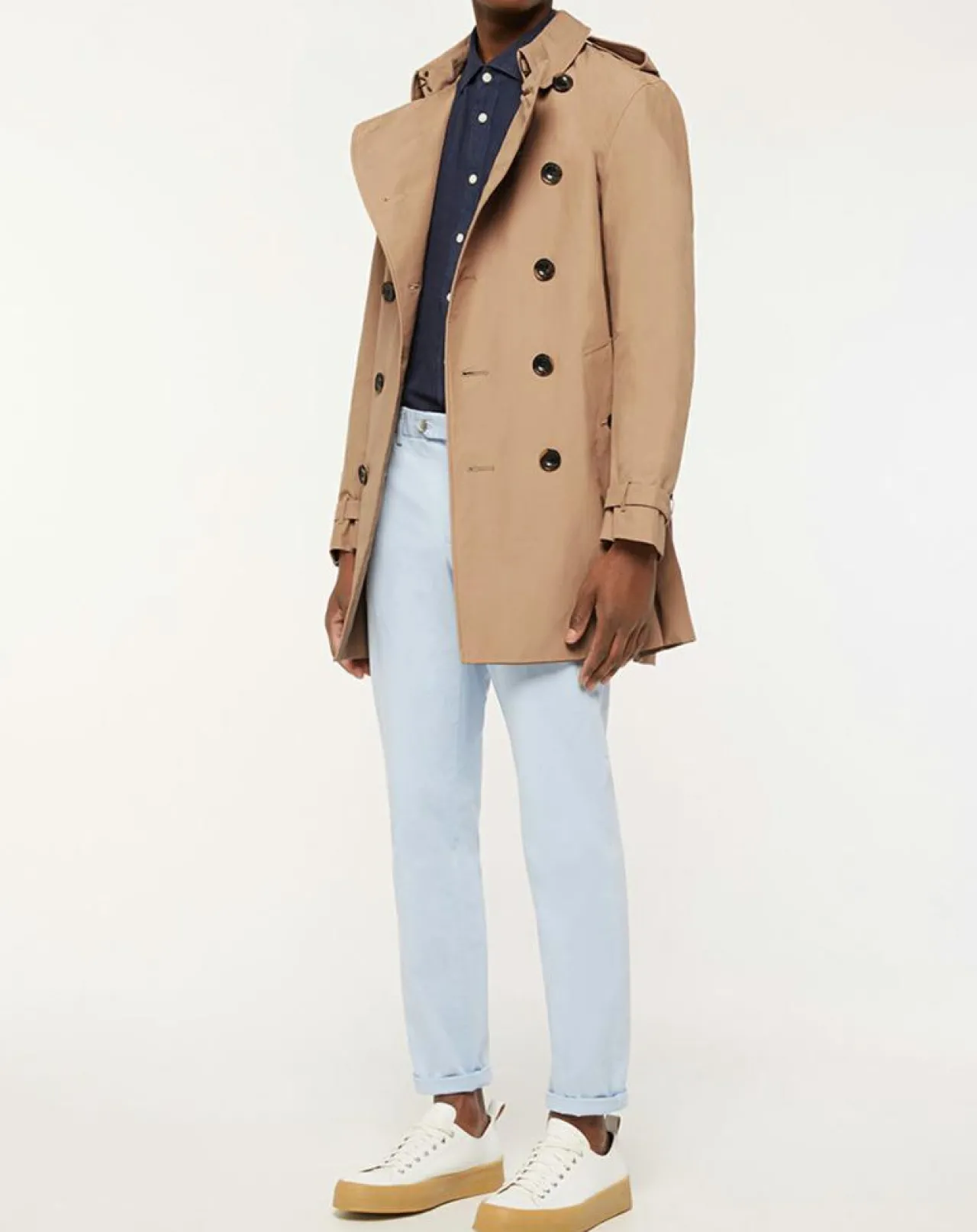 Trench mi-long beige foncé