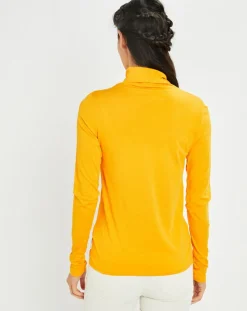 T-Shirt 100% Coton Bio col roulé jaune foncé