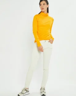 T-Shirt 100% Coton Bio col roulé jaune foncé