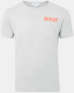 T-Shirt 100% Coton Bio pocket logo up gris clair