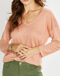 T-Shirt 100% Lin Essential pêche