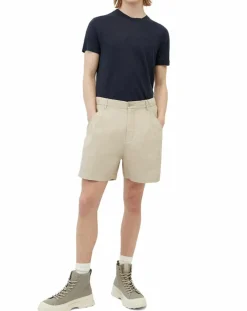 T-Shirt 100% Lin manches courtes Col Rond bleu marine