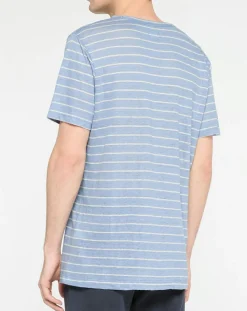 T-Shirt 100% Lin Marinière bleu clair