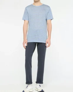 T-Shirt 100% Lin Marinière bleu clair