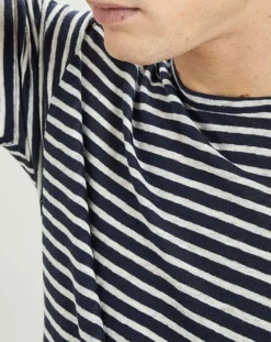 T-Shirt 100% Lin marinière bleu marine