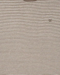T-Shirt 100% Lin Regular Fit Bat à rayures beige foncé