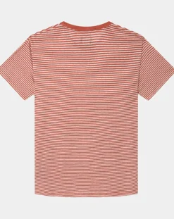 T-Shirt 100% Lin Regular Fit Bat à rayures orange moyen