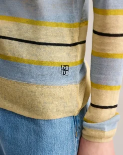 T-Shirt 100% Lin Senia rayé jaune