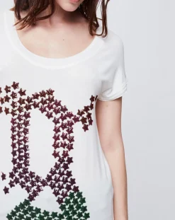 T-Shirt à sequins blanc/rouge/vert