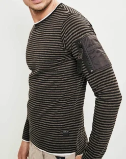 T-Shirt Basic rayure noir/gris