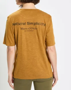 T-Shirt Col rond inscription poitrine moutarde