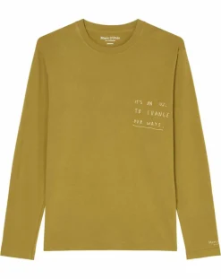 T-Shirt col rond message kaki