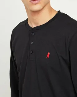 T-Shirt col tunisien noir