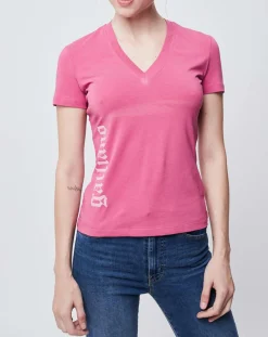 T-Shirt col V mauve