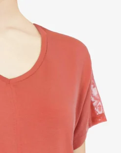 T-Shirt col V pêche