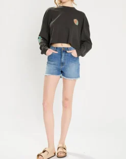 T-Shirt cropped Boyfriend noir