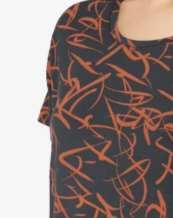 T-Shirt de pyjama Volcano imprimé noir/orange