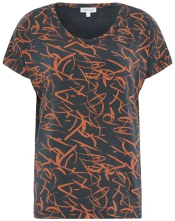 T-Shirt de pyjama Volcano imprimé noir/orange