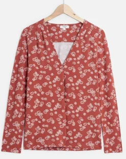 T-Shirt Doris à fleurs pêche