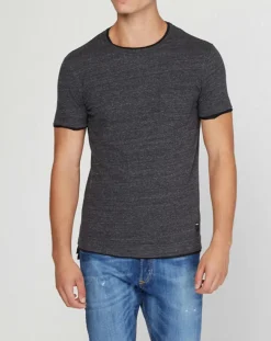 T-Shirt Double Col poche gris foncé