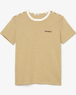 T-Shirt en Coton à rayures marron/blanc