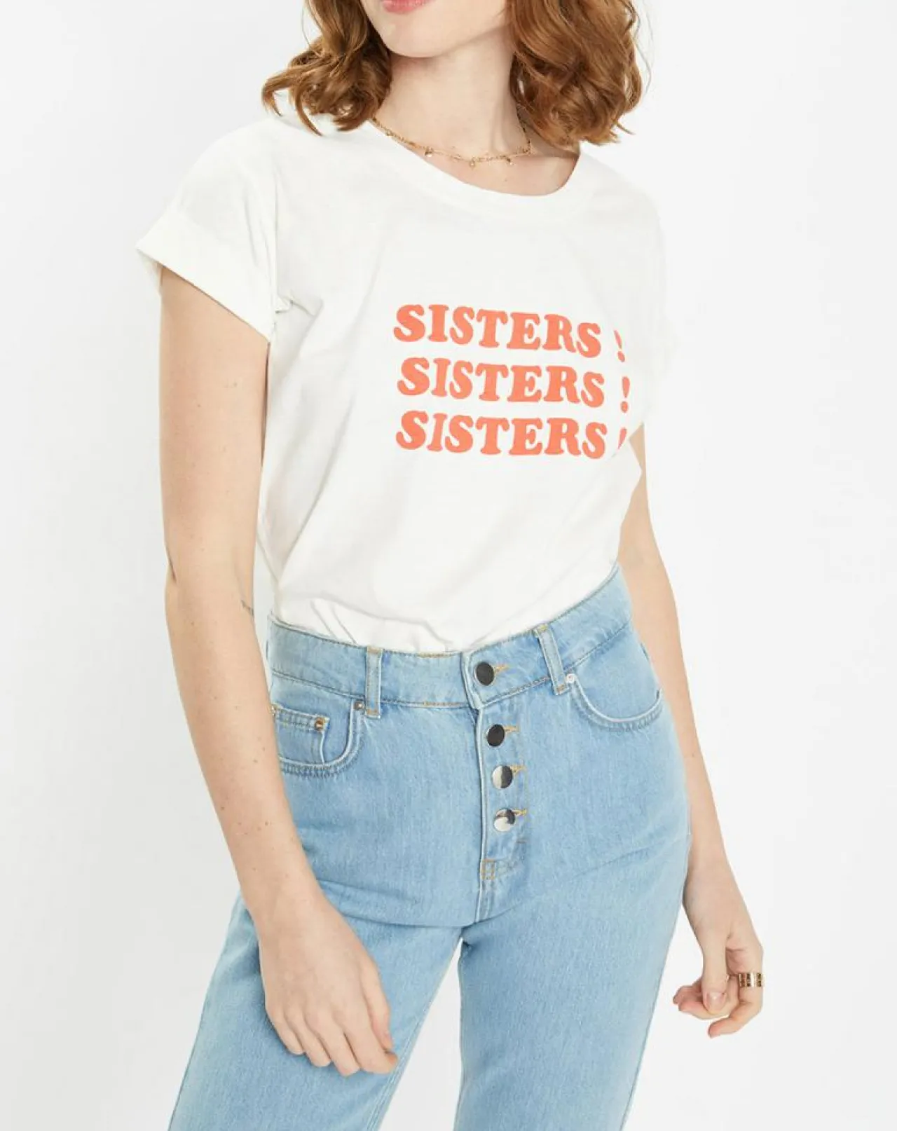 T-Shirt en Coton Bio Sisters blanc