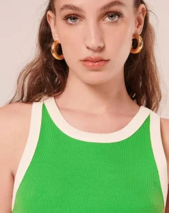 T-Shirt en Coton Biologique côtelé vert