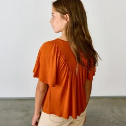 T-Shirt en Lin mélangé Varta orange rouille