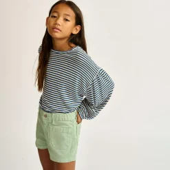 T-Shirt en Lin mélangé Volly rayé bleu/blanc