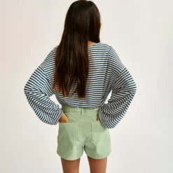 T-Shirt en Lin mélangé Volly rayé bleu/blanc