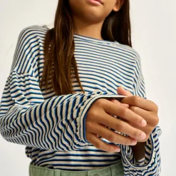 T-Shirt en Lin mélangé Volly rayé bleu/blanc