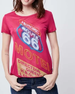 T-Shirt fin imprimé rose foncé