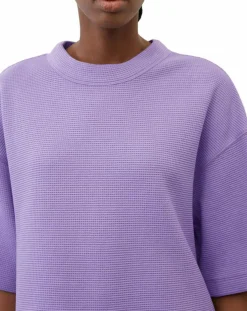 T-Shirt gaufré manches 3/4 Boxy violet clair