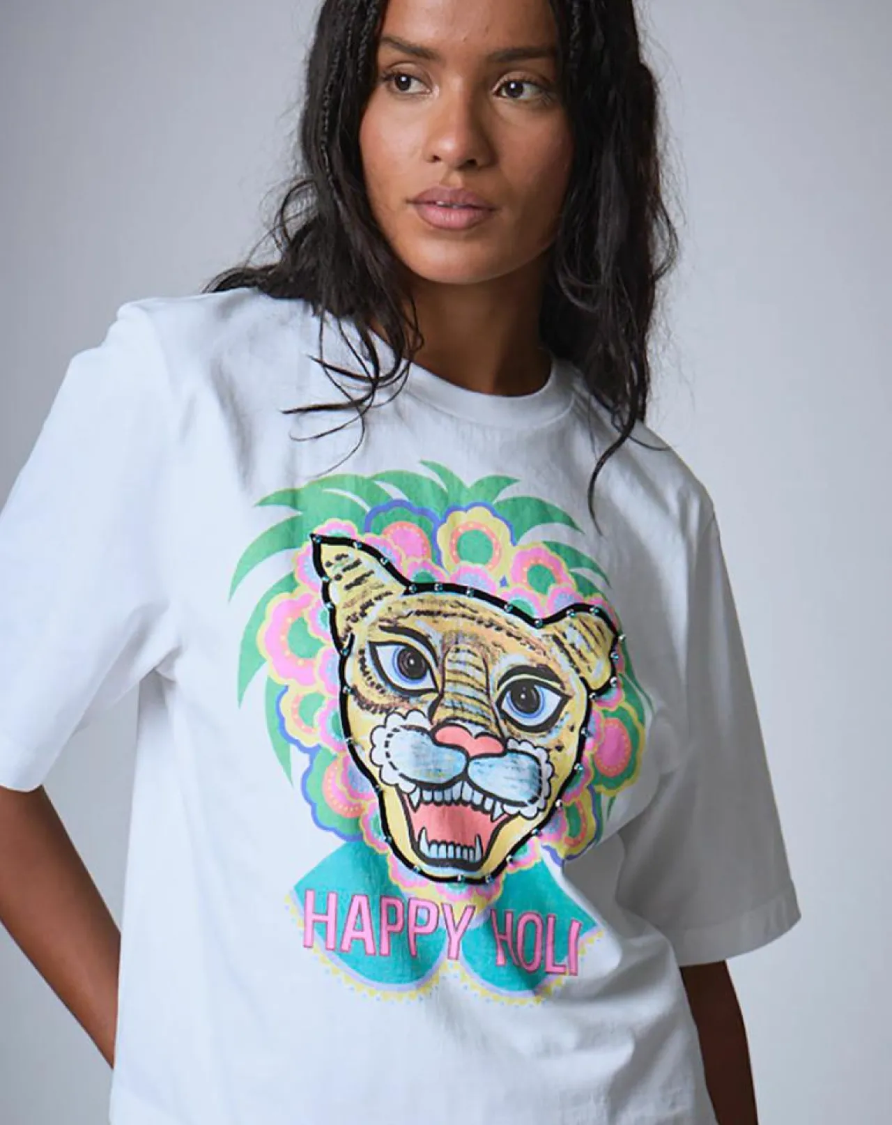 T-Shirt Happy Holi blanc