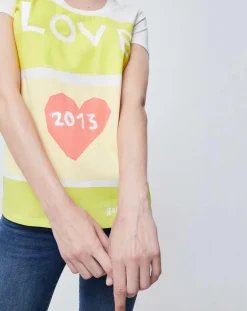 T-Shirt imprimé blanc/jaune