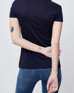 T-Shirt imprimé bleu nuit/blanc/vert