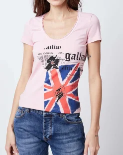T-Shirt imprimé drapeau rose bonbon