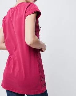 T-Shirt imprimé Gazette avec broderie et perle rose foncé/multicolore