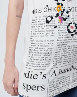 T-Shirt imprimé Gazette et fleurs blanc cassé/multicolore