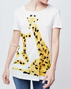 T-Shirt imprimé girafes blanc cassé/jaune/noir