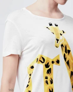 T-Shirt imprimé girafes blanc cassé/jaune/noir