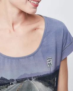 T-Shirt imprimé gris/bleu