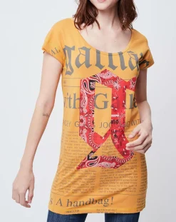 T-Shirt long Gazette orange/rouge/gris