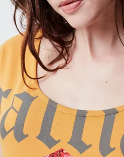 T-Shirt long Gazette orange/rouge/gris