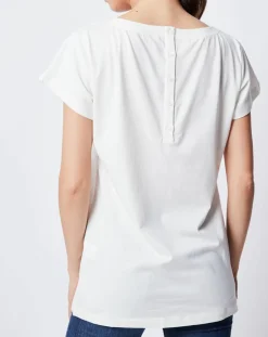 T-Shirt Long imprimé blanc cassé/noir/rose