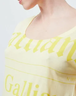 T-Shirt Long imprimé Gazette jaune poussin/jaune moutarde